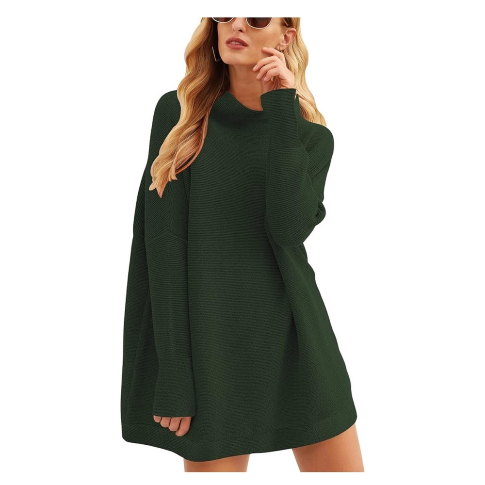 Oversized Loose Turtleneck Long Sleeve Slouchy Tunic Sweater Batwing Knit